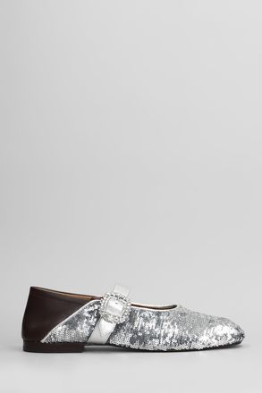 Wales Bonner Ballerina Buckle Ballet Flats In Silver Leather