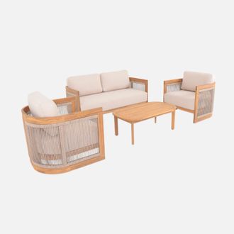 Sweeek Conjunto De Jard&iacute;n De Madera De Acacia Y Cuerdas, 4 Plazas