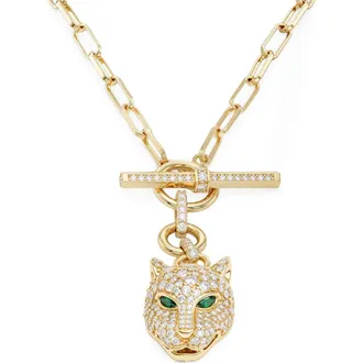 Melinda Maria Jaguar Samantha Link Chain Necklace in Gold-White at Nordstrom