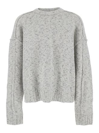 Won Hundred Grey Crewneck Sweater With Dropped Shoulders In Wool Blend Man