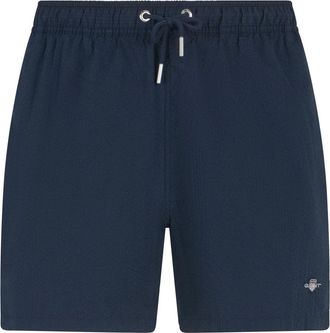 GANT Beachwear, male, Blue, Size: M Seersucker Swim Shorts
