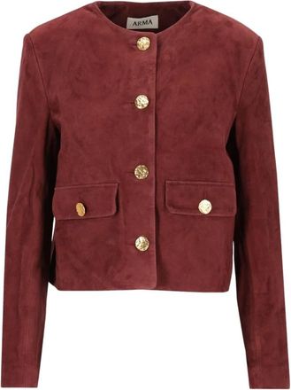 Arma Leren Jas - Dames - Leren en Su&egrave;de Jassen - Rood - M - Leer - Jassen