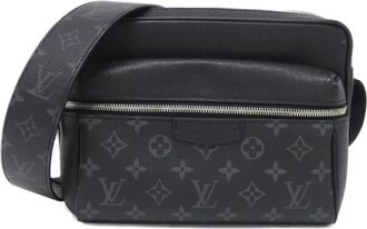 Louis Vuitton Taigarama Black Coated Canvas Leather Shoulder Bag (Pre-Owned)