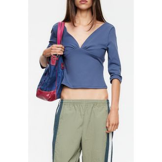Lioness Canyon V-Neck Cropped Top in Midnight Blue at Nordstrom, Size X-Large
