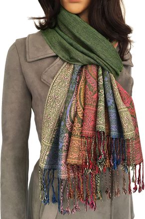 The Accessory Co. InStyle Bags Womens Large Multicolour Pashmina Shawl Scarf, Woman Rainbow Coloured Scarf, Bright Multi Colour Wrap, Lightweight Summer Evening Paisley