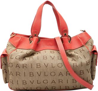 Bulgari Pre-owned Bvlgari Logomania Canvas Satchel YHIKBARVOVPEFERT