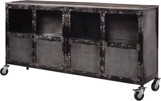 Massivmoebel24 Credenza In Legno Di Mango 180x40x90 Grigio Scuro Laccato Heavy Industry 115