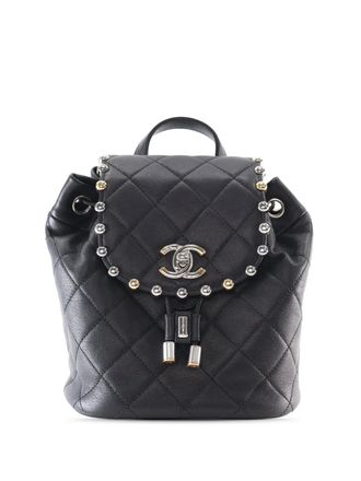 Chanel Zaino Bubble in pelle di agnello metallizzata trapuntata 2018 - Nero