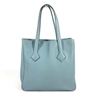 Herm&egrave;s Blue Taurillon Clemence Leather Shoulder Bag Tote Bag (Pre-Owned)