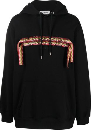 Lanvin Black Oversized Logo-appliqu Hoodie