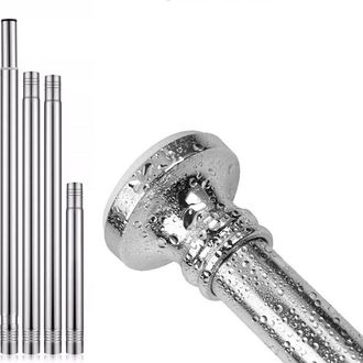 OEM Tringle A Rideau Extensible - Acero Inoxidable 304 - 60 A 238 Cm - Sin Perforacion - Extremos Antideslizantes De Goma - 1 Unidad
