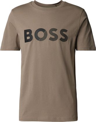 HUGO BOSS Heren Groot Logo Katoenen T-Shirt (Beige)