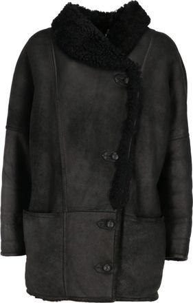 A.N.G.E.L.O. Vintage Cult 1980s pre-owned shearling-trim coat - women - Sheepskin/Sheep Skin/Shearling - 42 - Black