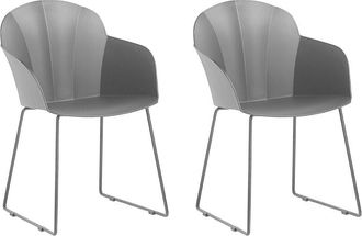 Beliani Beliani - Conjunto De 2 Sillas De Comedor De Material Sint&eacute;tico Negro Patas De Metal Negro Respaldo En Forma De Sala De Estar Moderna Sylva