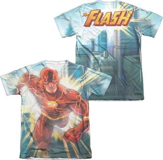 Gildan Justice League of America Faster Than Lightning (Front/Back Print) Adult Poly/Cotton Short Sleeve Tee / T-Shirt