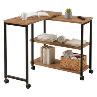 Dmora Mesa De Centro Lagaros, Ruedas En Patas, 2 Compartimentos, Forma Rectangular, 70x76x63h Cm Roble Marr&oacute;n