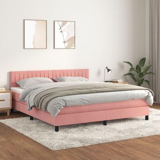 vidaXL Vidaxl - Cama Box Spring Con Colch&oacute;n Terciopelo Rosa 180x200 Cm