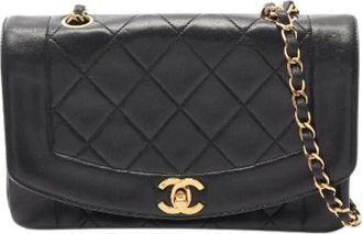 Chanel Pre-owned Matelasse Diana Flap Lambskin Shoulder Bag - Dames - Vintage Schoudertas - Zwart - ONE Size - Leer - Vintage