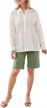Tribal Front Pocket Blouse In White