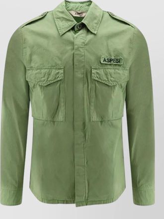 Aspesi jacket chest pockets epaulettes long sleeves