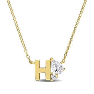 Mimi & Max 3/4ct TGW Created White Sapphire Q Initial Necklace Yellow Plated Sterling Silver