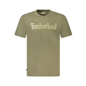 Timberland T-Shirts, male, Green, Size: S Green Wordmark Logo Cotton T-Shirt
