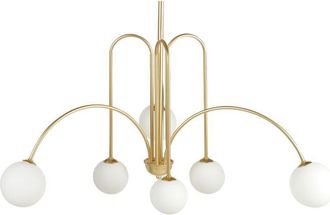 Beliani L&aacute;mpara Colgante L&aacute;mpara De Techo Redonda Metal Hierro Vidrio Pantalla Sala De Estar Moderno Estilo Glamuroso Oro Forbes