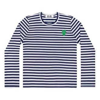 Comme Des Garçons (WMNS) COMME des GARCONS PLAY Stripe Long Sleeves Tee Blue White Green AZ-T051-051-1