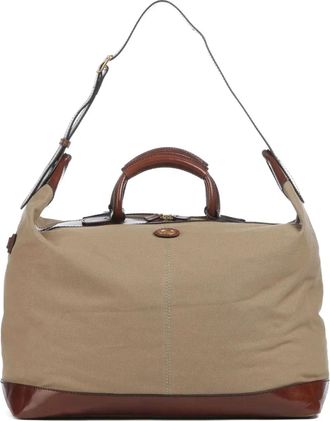 The Bridge Canvas reistas met leren afwerking - Beige