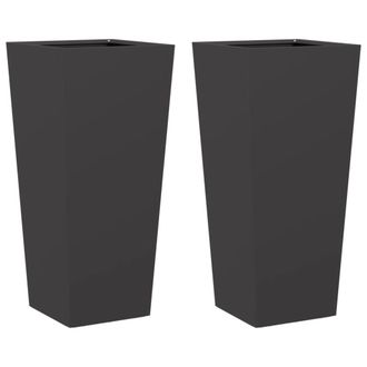 vidaXL Jardineras 2 Uds De Acero Negro 35x35x75 Cm Vidaxl