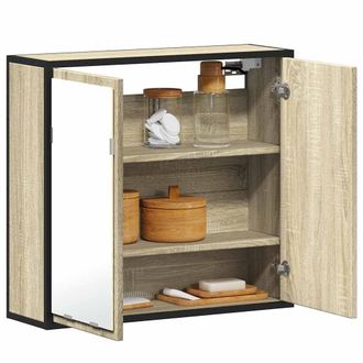 Berkfield Home Bathroom Mirror Cabinet Sonoma Oak 65x20x60 cm Engineered Wood in Brown | Size: 65 x 20 x 60 cm