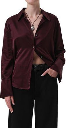 Citizens Of Humanity Camilia Satin Shirt in Burgundy at Nordstrom Rack, Size Medium