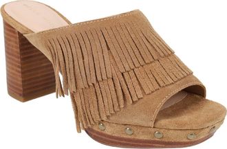 Pelle Moda Fringe Studded Block Heel Sandal in Caramel at Nordstrom, Size 5.5