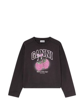 Ganni Himbeer-Baumwoll-Sweatshirt