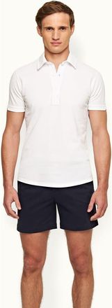 Orlebar Brown Sebastian Pique Tailored Fit Pique Polo Shirt in White at Nordstrom, Size Xxx-Large