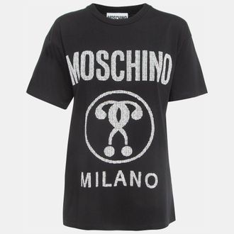 Moschino Black Logo Print Cotton Half Sleeve T-Shirt XS