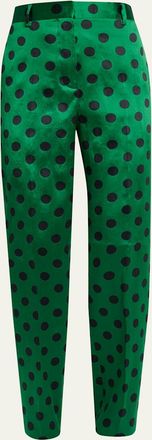 Dries Van Noten Pilar Polka-Dot Satin Straight-Leg Pants