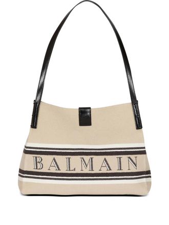 Balmain small Release canvas tote bag - Beige