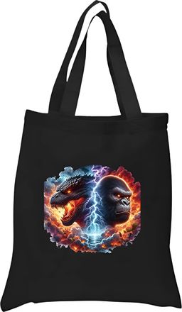 Generic Animal Fairy Monster Movie King Kong Black Cotton Tote Bag | Heavyweight 8 oz Durable & Reusable Shopping Bag | 36 cm x 40 cm | For gift, Present, Stu