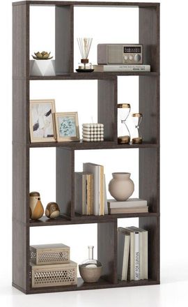 Costway Costway - 5-Tier Geometric Bookshelf 120 cm High Bookcase Storage Organizer Grey