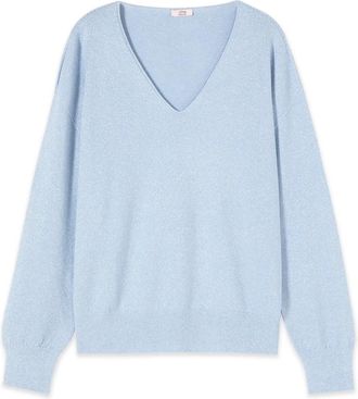 Oltre Sweatshirts - Dames - V-hals truien - Blauw - S/M - Truien & Vesten