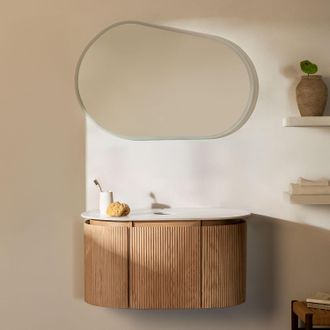 Sklum Conjunto De Mueble De Ba&ntilde;o Suspendido 90x50 Cm En Madera Carsone Sklum