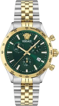 Versace Hellenyium Chronograph Quartz Green Dial Mens Watch VECFA0224