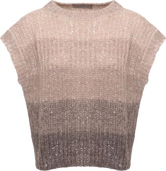 D.exterior Chaleco de lentejuelas degradadas - Knitwear - Mujer - Beige - XS