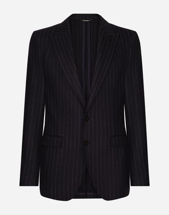 Dolce & Gabbana Single-breasted Pinstripe Flannel Taormina-fit Jacket - Man Suits And Blazers Multi-colored 46