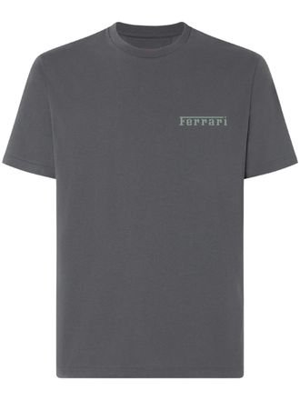 Ferrari Grey Logo Print Cotton T-Shirt