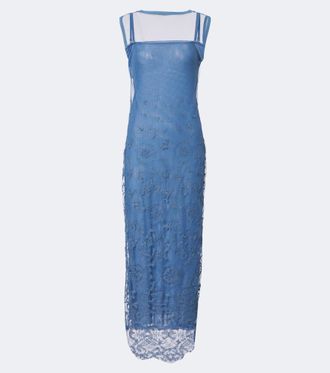 Sir. Leif embroidered mesh maxi dress