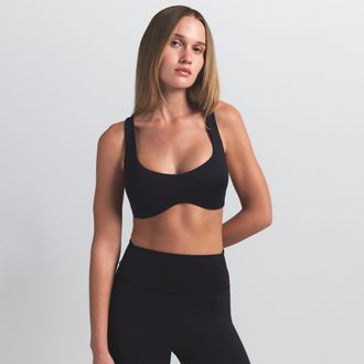 Nike Womens SKIMS Matte Shaping Scoop Bra in Black | BABRA9483W-OBD