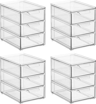 mDesign iDesign 3-Drawer Stackable Organizer for Kitchen or Pantry - Set of 4 - Clear at Nordstrom