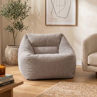 Icon Brand Natalia Jumbo Corduroy Bean Bag Armchair in Light Grey
